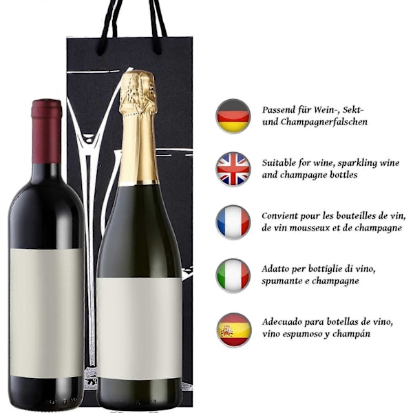 10 flaskeposer gaveposer til vin, prosecco og champagne 40 x 12 x 9 cm - sølvglas