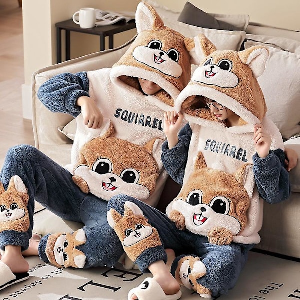 Unisex Vuxen Flanell Sovkläder Tjock Varm Par Pyjamas Set Långärmad Pyjamas Cartoon Söta Hemkläder Kvinnlig Vinter Hemma Kostym