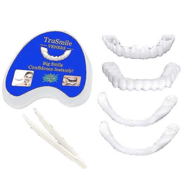 Smile snapp på falske tenner Øvre og nedre tannfiner tannproteser tanndekselsett