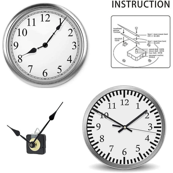 Silent Quartz Clock Movement, lang og kort aksel klokkemekanisme med visere Batteridrevet, veggklokkemekanisme Deler Motorbytte Gjør-det-selv-reparasjon