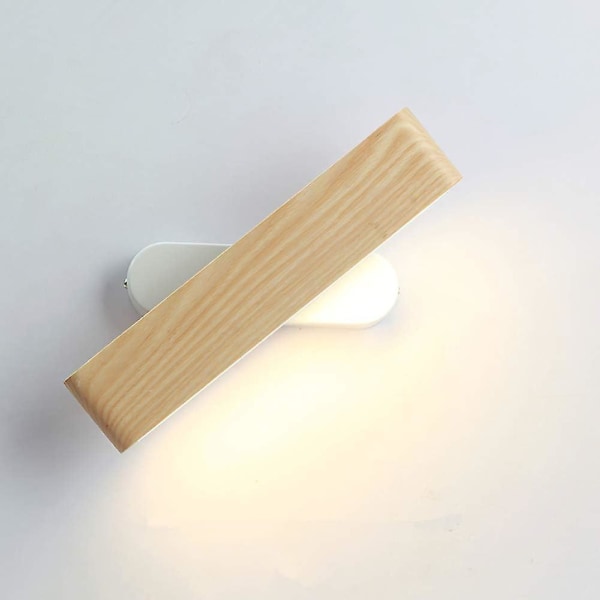 LED-vägglampa, inomhus trävägglampa 360 Vridbar LED-vägglampa för vardagsrummets trapphus Korridor Varm vit (28cm)