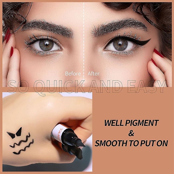 Vinget Eyeliner Stempel, Eyeliner Stempel, Sort Flytende Eyeliner, Vanntett Eyeliner, Langvarig Flytende Stempel Eyeliner