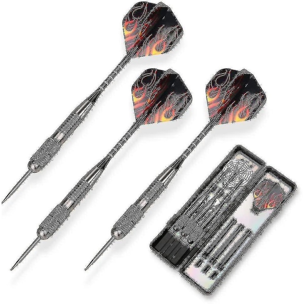 3 Pak Stål Dart Sæt Tungsten 26 Gram Med Aluminium Skafter Og 3 Stilarter Flights + 1 Etui, Professionelt Metal Dart Spids Sæt