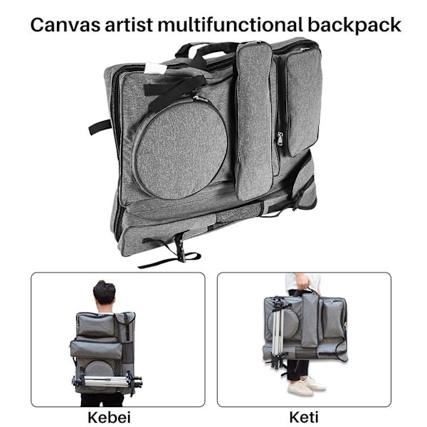 Kunstmappe, 4k Canvas Kunstnerryggsekk Vanntett Kunstbæreveske Tote For Tegnebrett Ske
