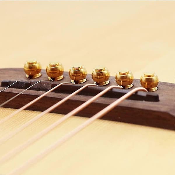 6st Metall Akustisk Gitarr Stall Pins Mässing Gitarrsträngar Fixerade Konsträng Pins Strängspikar - Bra