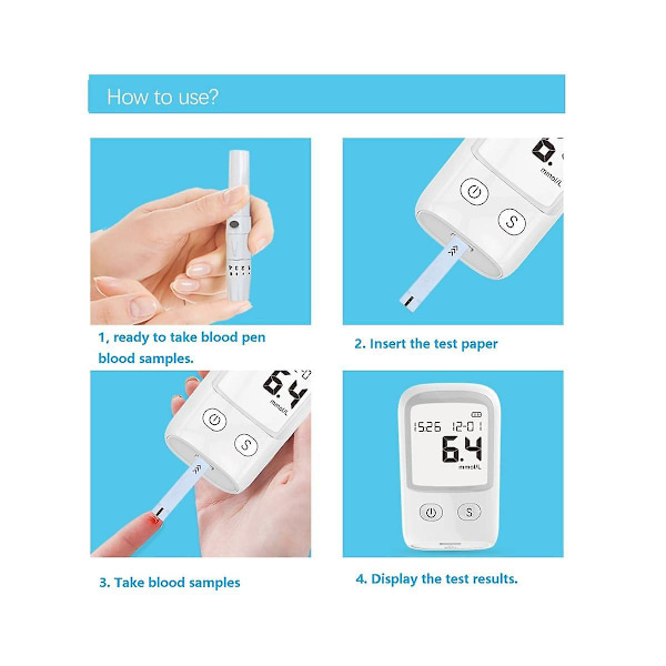 Blodsockertest-remsa, glucometer för blodsockerövervakning 50 st remsor Nyaste