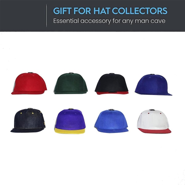 8 stk. Hattkroker for vegg, Hattstativ for Baseballcaps, Hattdisplay, Hattkroker for vegg, Svart
