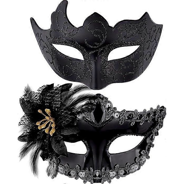 Venetiansk mask för par, maskeradmask, venetiansk spetsmask för kvinna, maskeradfest för man och kvinna