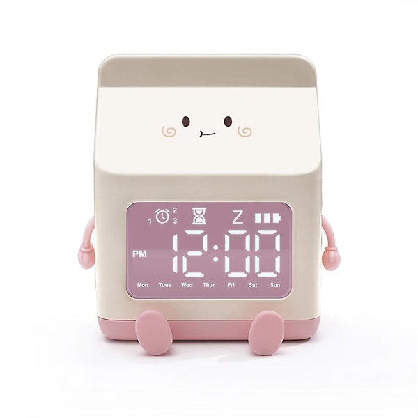 New Creative Milk Carton Electronic Alarm Clock For Students Mini Timing Cute Children's Cartoon Bedroom Wake Up