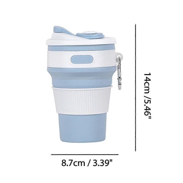 350 ml hopfällbar silikonmugg - hopfällbar resemugg för kaffe - läckagesäker LightBlue 1pcs