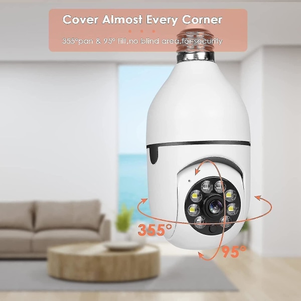 2pcs 360 Degree Security Cameras Wireless Outdoor, Wifi Light Bulb Camera, 1080p Wireless Cameras For Home Security