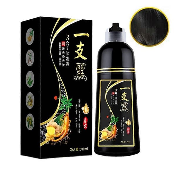 500 ml Växtbaserad Hårfärg - Svart Skumschampo för Gråhårstäckning Black 500ml