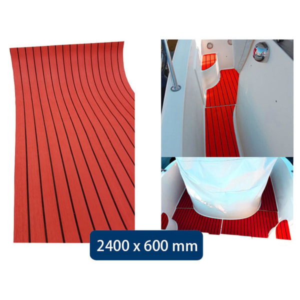 Selvklæbende Skum Teak Dækning Yacht Marine Gulvbelægning Syntetisk Bådgulvmatte 2400x450x6mm Rød