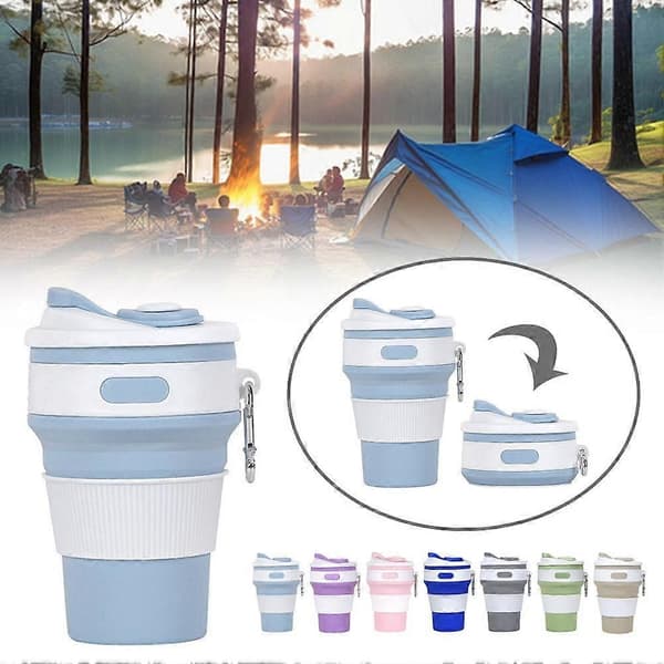 350 ml sammenleggbar silikonkopp - Sammenleggbart reisekrus - Lekkasjesikker LightBlue 1pcs