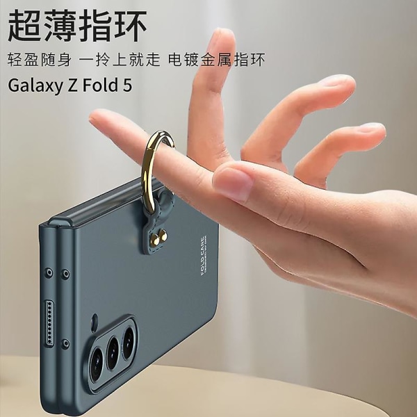 Deksel-kompatibel Samsung Galaxy Z Fold 5 med ringholder Slankt kraftig stativ Z Fold 5 telefondeksel