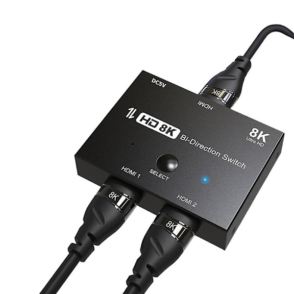 Hdmi 2.1 -jakaja, 2x1 Hdmi 2.1 -kytkin, tukee 8k@60hz-resoluutiota, musta, uusi