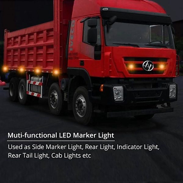 4x4LEDs Sidemarkeringslys Klar For- og Baglygte LED Vandtæt Positionslys 12V 24V Universal til Trailer Van Campingvogn Lastbil Bus-Am