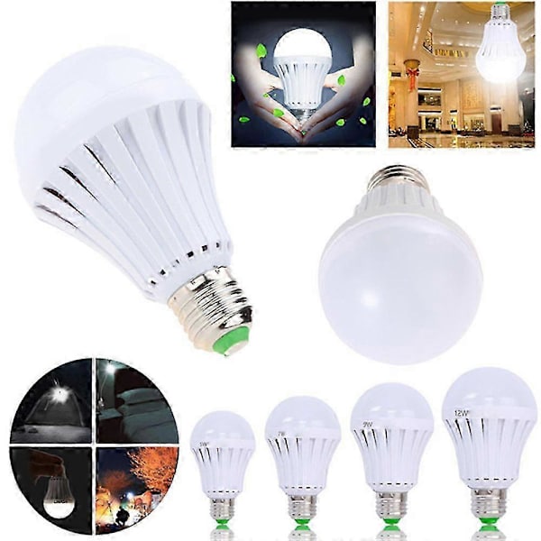 LED E27 Energisparande Uppladdningsbar Intelligent Ljuslampa Nödlampor