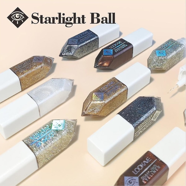 5 farger flytende eyeliner Pearly Diamond Glitterfarget flytende eyeliner kromatisk hurtigtørkende