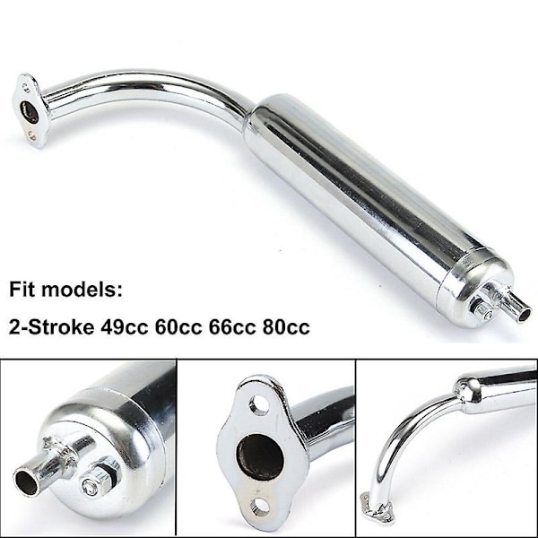 Förkromat Avgassystem för 2-takts Motorcykel 49cc 60cc 66cc 80cc