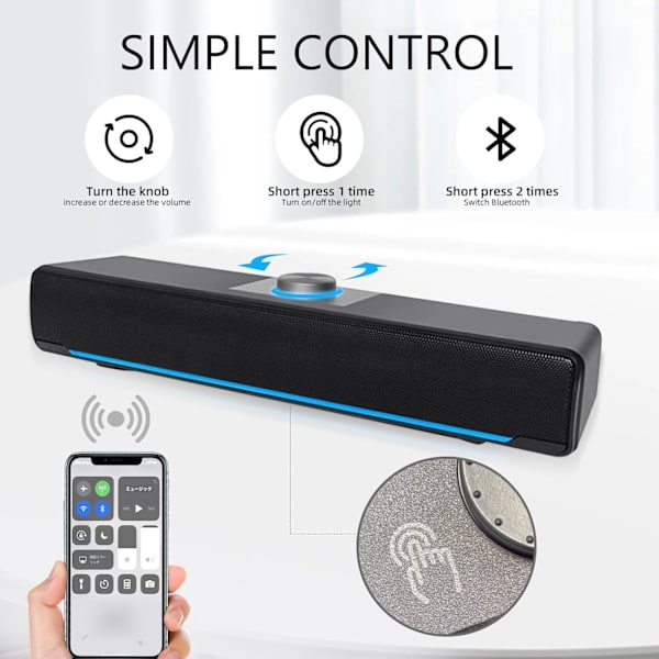 Bluetooth-högtalare för dator, Bluetooth-spelhögtalare för dator, stereoljud med USB-strömförsörjning