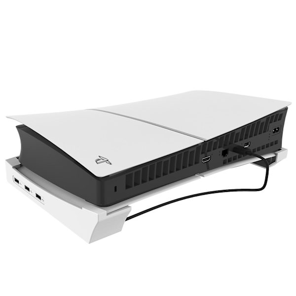 Horisontellt stativ för PS5 Slim, basstativtillbehör kompatibelt med 2023 Playstation 5 Disc & Digital Edition-konsol med 4-portars USB-hubb