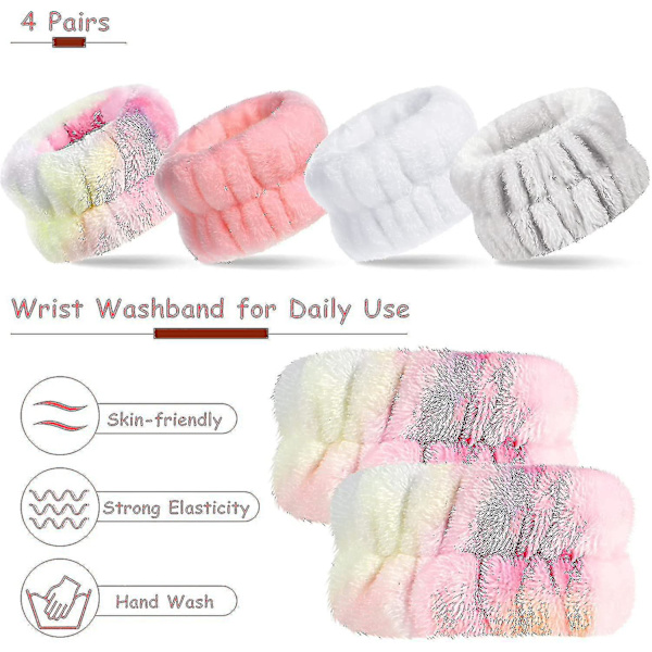 Washband Mikrofiber Armbands Tvätthandduk Armband Kompatibla Med Tvätta Ansiktet Absorberande Armband Handledsband Kompatibla Med Kvinnor Flickor Pre