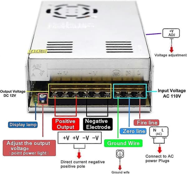 12v 30a Dc Universal Reguleret Switching Power Supply 360w