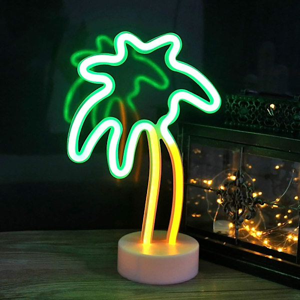 Neonljusskylt, LED Kokosnötträd Nattljusskyltar, Neon USB/Batteridriven Väggdekor för Fest Födelsedag, Barnrum, Bröllop, Julbelysning,