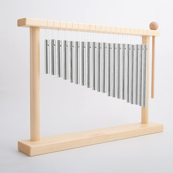 20 Note Chime Bordplade Bar Chime Vindklokke 20 Stænger Instrument Percussion Med Hammer (sølv)