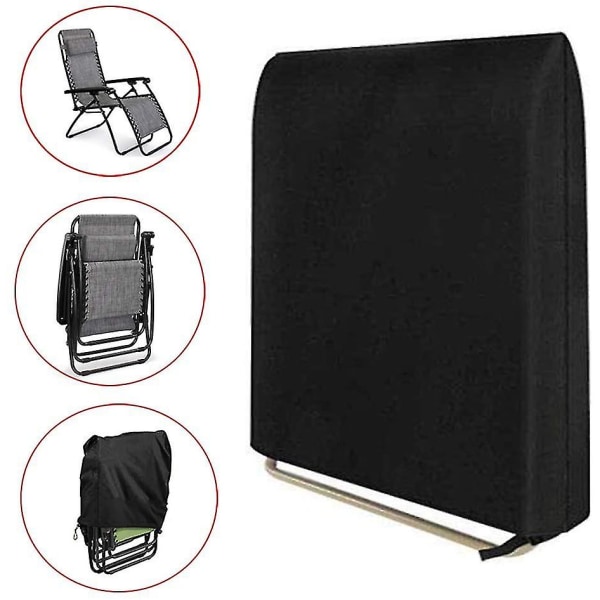 Fällbart Solstolsöverdrag - Fällbart Solstolsöverdrag, Vattentätt Fällbart Solstolsöverdrag, (Storlek: 71 Cm Lx34 Cm Bx110 Cm H Svart)