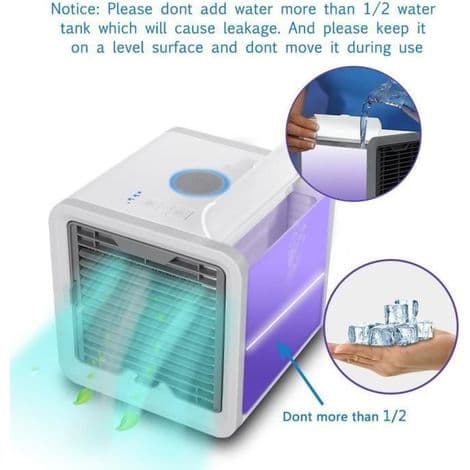 Mini USB Airconditioner - Bærbar Luftkøler - 3 Hastigheder - 750ml - 6 Farver