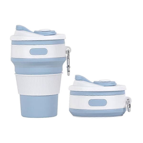 350 ml sammenleggbar silikonkopp - Sammenleggbart reisekrus - Lekkasjesikker LightBlue 1pcs