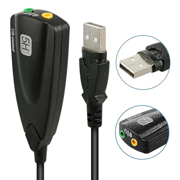 Usb 2.0 - 3,5 mm:n mikrofoniliitäntään / kuulokeliitäntään ulkoinen 7.1-kanavainen äänikortti Uusi