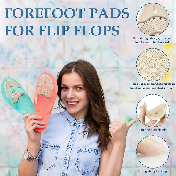 Metatarsal Pads för Thong Sandaler Flip Flops, 2 Par Ball Of Foot Grip Pads för Metatarsal Support Och Smärtlindring