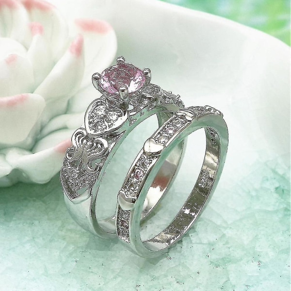 Diamonds Crystal Zircon Sormus sydämen muotoisella vaaleanpunaisella timanttisormuksella Diamond Ring