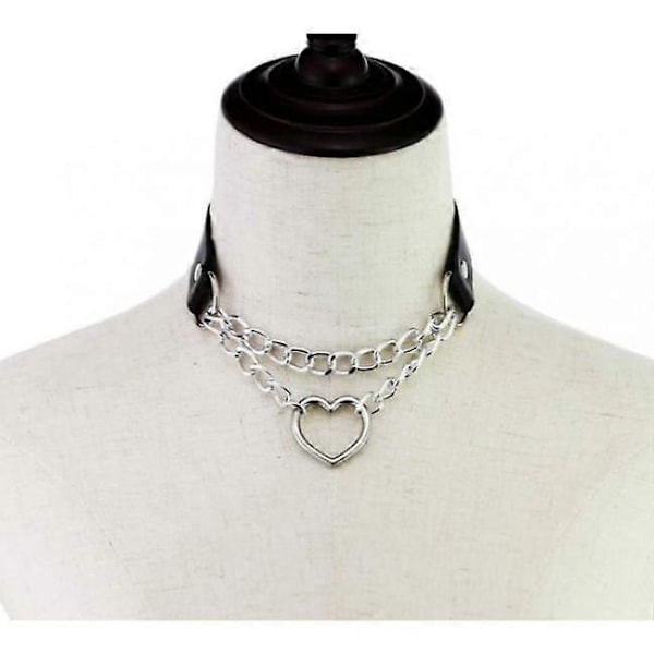 Choker - Hjerte - Kjede - Musta Svart