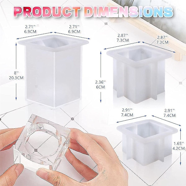 3 st Epoxy Resin Formar för att göra Te Ljusstake Resin Art Ljus Gjutform Sats