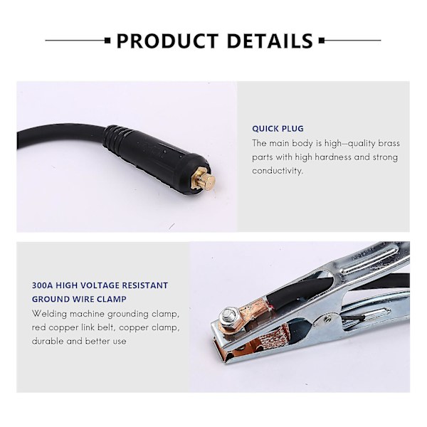 300A Jordkabelklämma för MIG TIG Svetsare / Kabel 10-25 Plugg Svetshållare