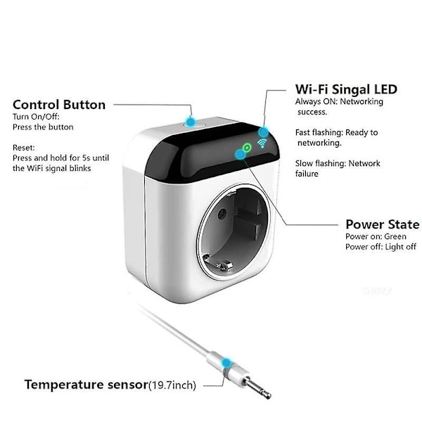 Ledeast Mts700wb Smart Socket Termostat Wifi Switch Telefon App Timer Fjernbetjening Tuya Trådløs Termostat