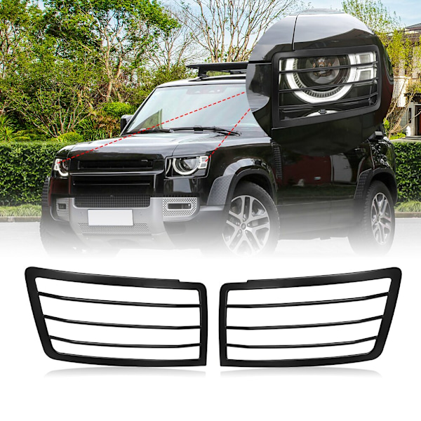 För Land Rover Defender 110 2020 2021 2022 Bilstrålkastare Lampskärm  Pannlampa Cover Skydd Nätgrill Guard Black Trim 1 pair 9dfb | 1 pair |  Fyndiq