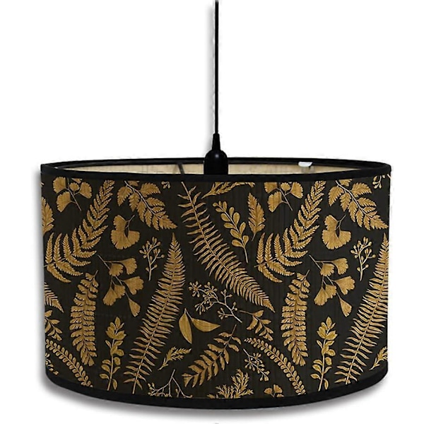 (Guldblad) Vintage Blomstret Bambus Lampeskærm, Diameter 30cm Udskiftningslampeskærm til Hjemme Hotel Dekoration, Sengelampe, Bordlampe, Gulvlampe, Loft