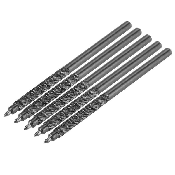 Metal Scribe Tool, 5 st Pocket Legering Scriber Scribe Penna med hårdmetallspets för keramisk metall och glas