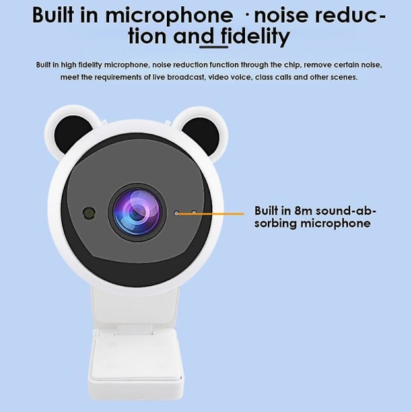 Ryra Webcam 1080p Full HD -verkkokamera kannettavalle tietokoneelle Web-kamera melua vaimentava mikrofoni verkkokamera videopuhelukonferenssi