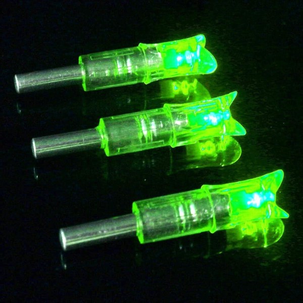 6 kpl valaistu nokkaus halkaisijaltaan 7,62 mm:n varsijousipulteille, vihreä