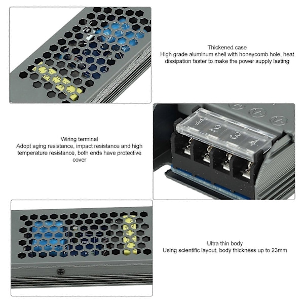 LED-strömadapter AC200240V DC12V 300W Lågspänningstransformator för inomhus- och utomhus-LED-belysning