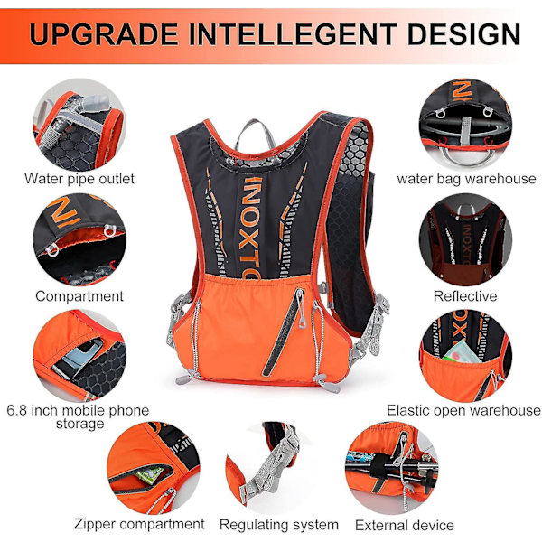 Hydreringsväst Ryggsäck, Lätt Vattenlöpningsvästpaket Med 1,5 L Vattenblåsa Dagryggsäck För Vandring Trail Running Cykling Race Marathon För Kvinnor