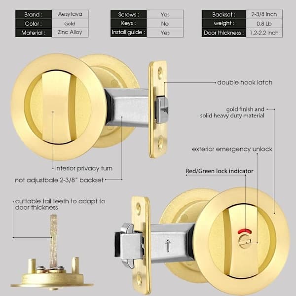 Dolt dörrlås – Infälld installation med indikator – Infällt dörrlås