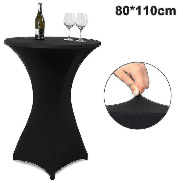 Cocktail rund spandex cover, fyrvägs stretch, svart, 80x110 cm