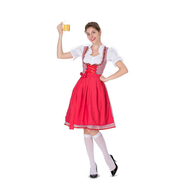 Høj kvalitet traditionel tysk ternet kjole voksen kvinder Oktoberfest kostume Halloween Fancy Party Style 4xl